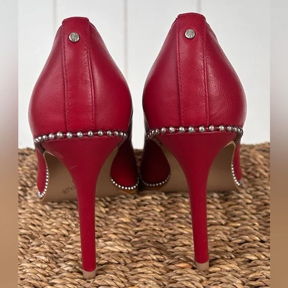 BCBGeneration Women’s‎ Holli Studded Leather Pumps Red with Gold Size 6.5M - Picture 6 of 12